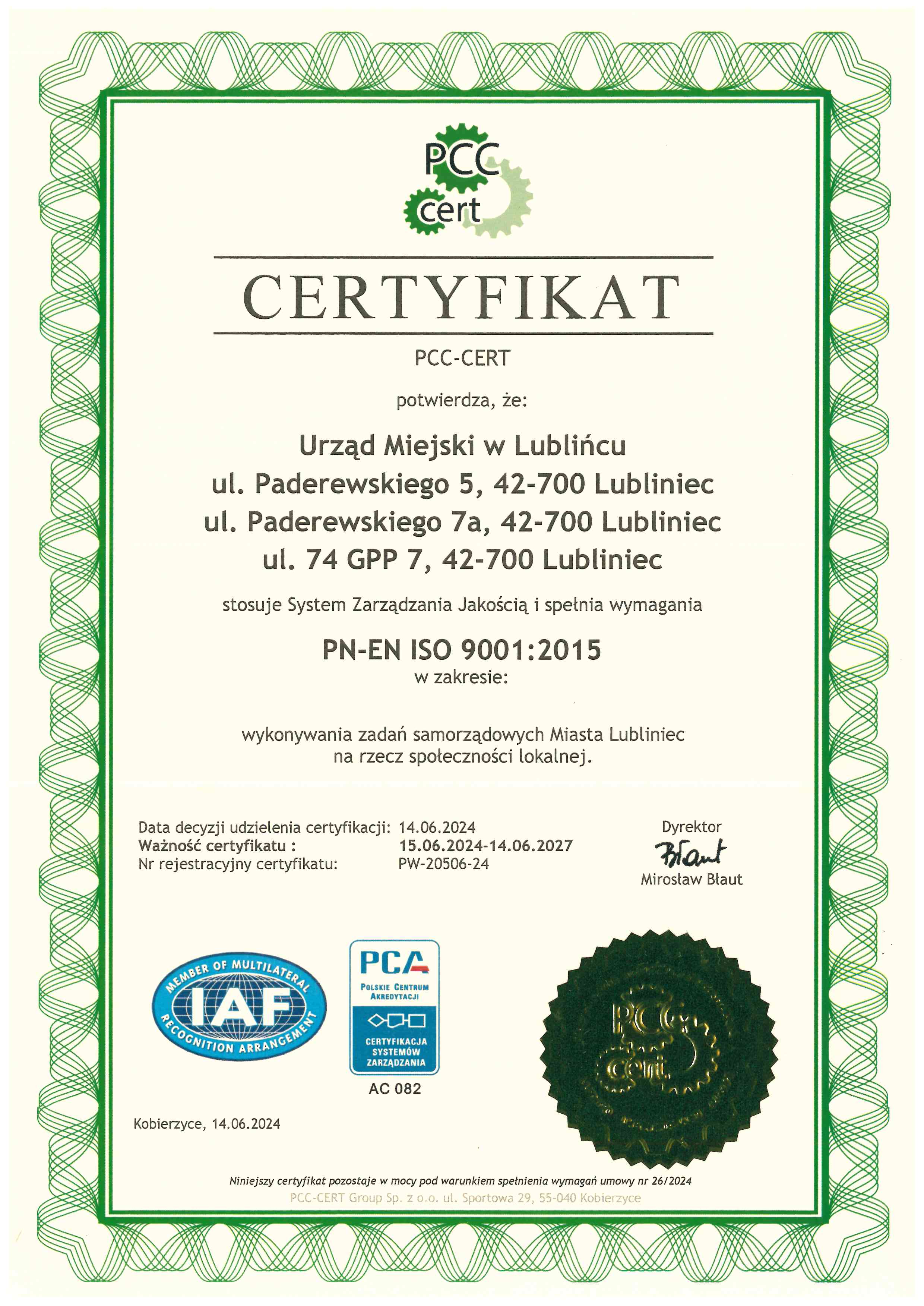 certyfikat ISO