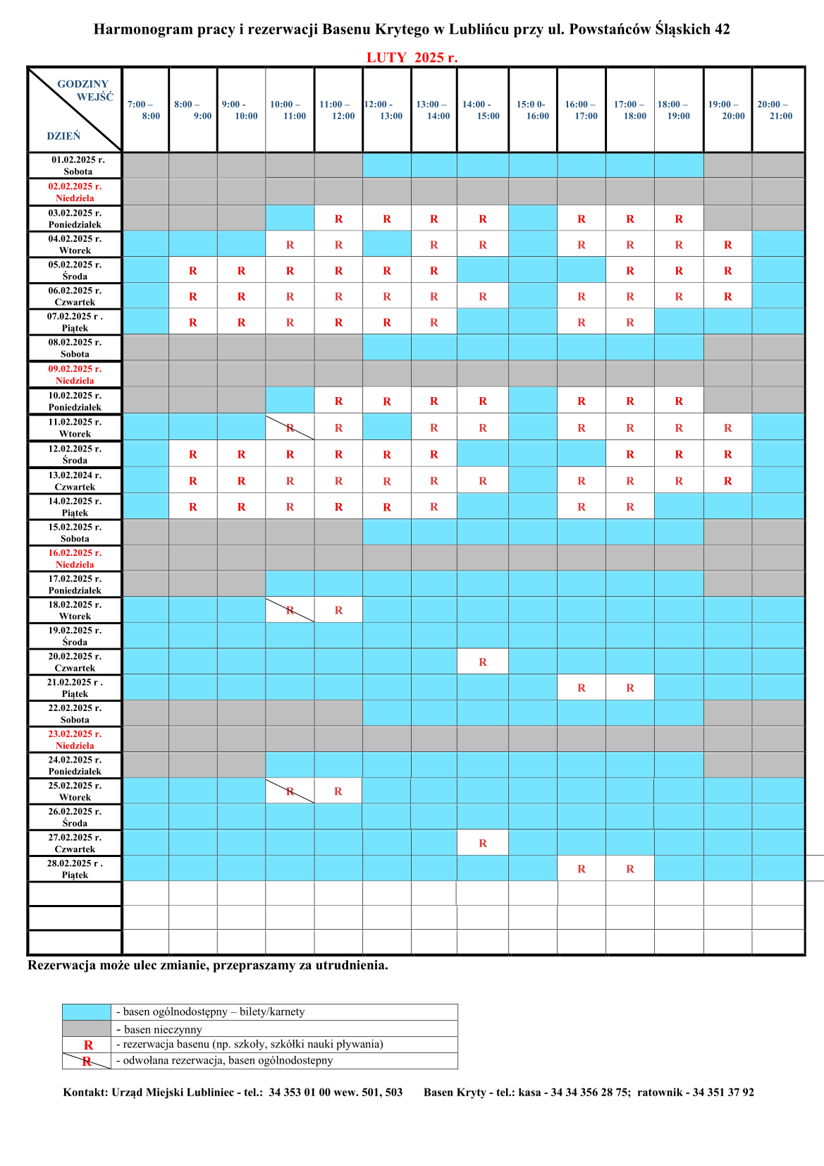 Rezerwacja luty 2025 r. 