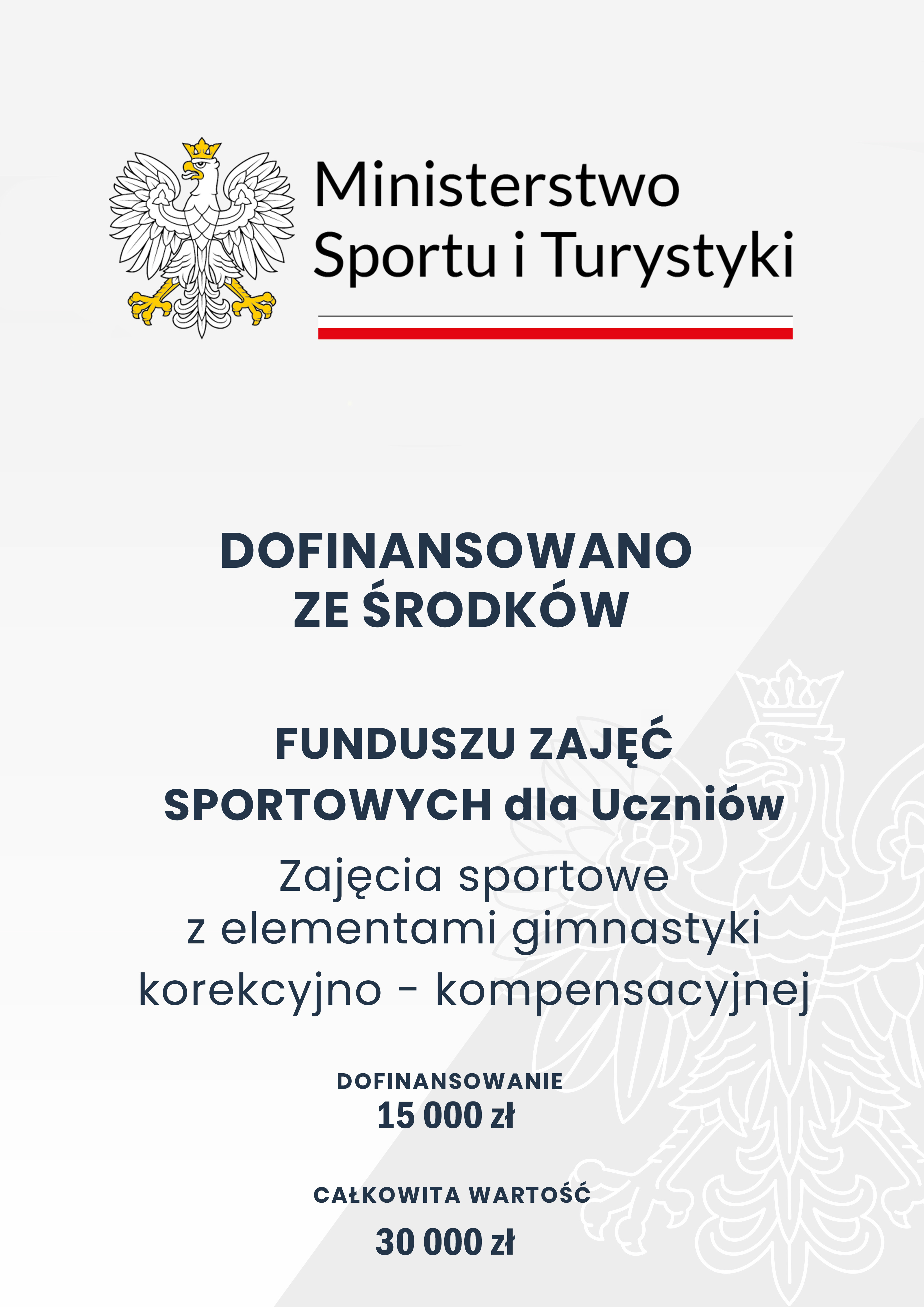 plakat informacyjny o dofinansowaniu zajęć sportowych 