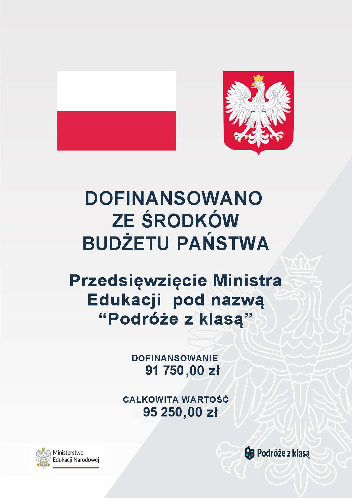 plakat informujący o dofinansowaniu zadania 