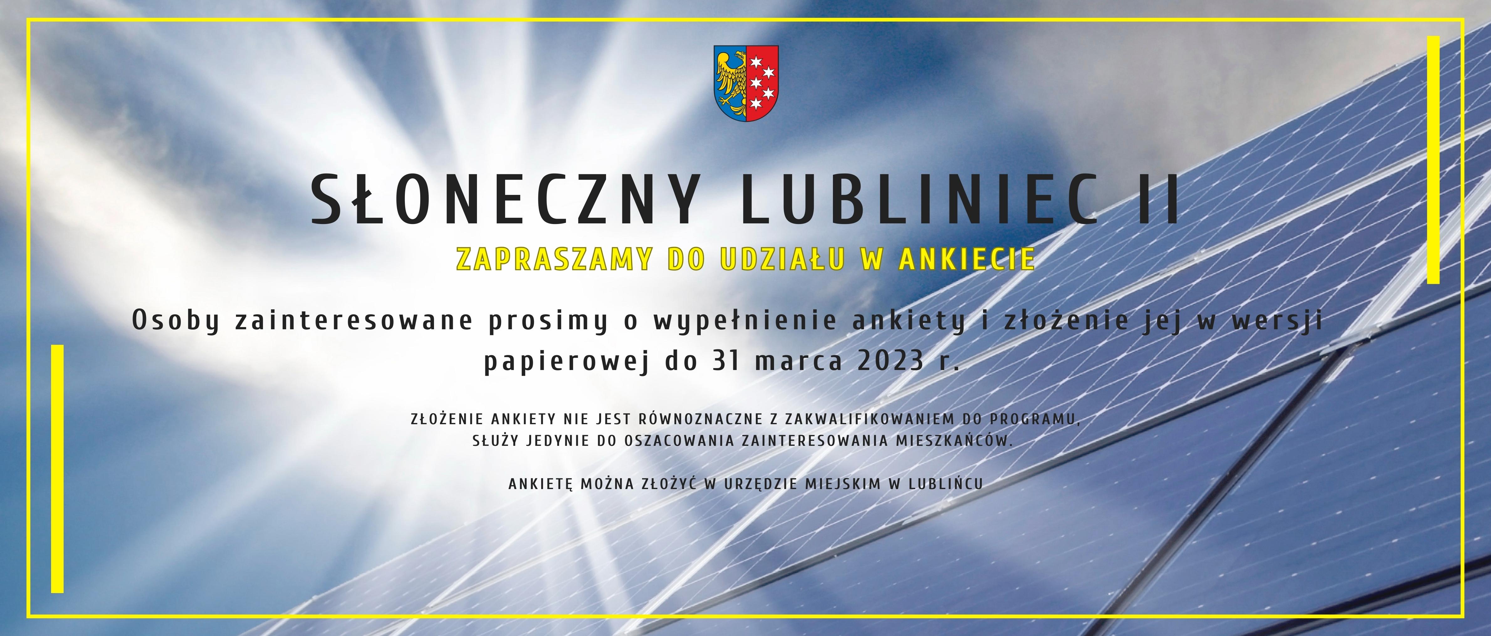 plakat - Słoneczny Lubliniec II Zapraszenie do udziału w ankiecie