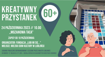 Na grafice dwie starsze panie w tle taca ozdobiona kolorowymi szkiełkami