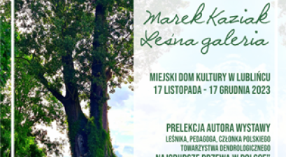 Na plakacie grafika z zielonym drzewem 