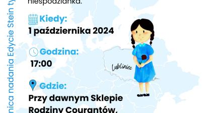 plakat z dziewczynka rysunkowa która macha do odbiorcy
