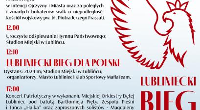 plakat z programem obchodów Narodowego Święta Niepodległości zgodnie z opisem poniżej 