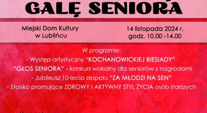 plakat Lybliniecka Gala Seniora z krutkim opisem wydarzenia 
