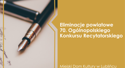 Grafika informująca o eliminacjach powiatowych do ogólnopolskiego konkursu recytatorskiego 