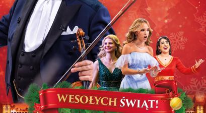 Plakat promujący retransmisję koncertu André Rieu ,,Wesołych Świąt”