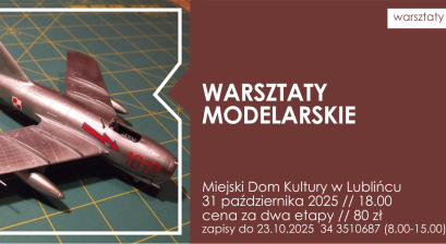 Grafika zapowiadająca warsztaty modelarskie 