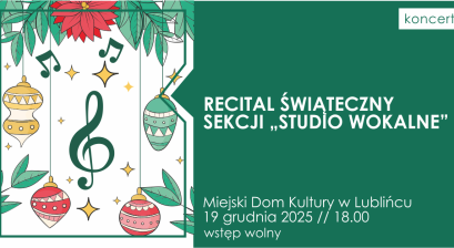 Grafika zapowiadająca Recital świąteczny sekcji ,,Studio wokalne”