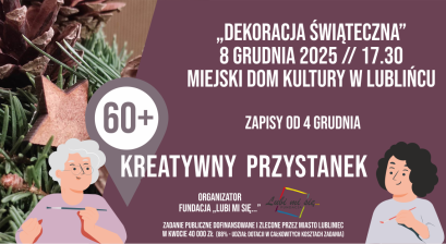 Grafika zapowiadająca warsztaty Kreatywny Przystanek 60+