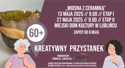 Grafika zapowiadająca warsztaty Kreatywny Przystanek 60+