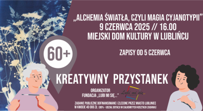 Grafika zapowiadająca warsztaty Kreatywny Przystanek 60+