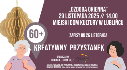 Grafika zapowiadająca warsztaty Kreatywny Przystanek 60+