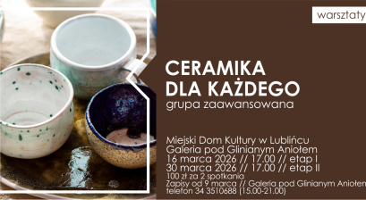 Grafika zapowiadająca warsztaty ,,Ceramika dla każdego'' 