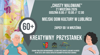 Grafika zapowiadająca warsztaty Kreatywny Przystanek 60+