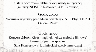 plakat informujący o Koncercie i wernisażu w ramach XIII Lublinieckiej Nocy Kultury 23 października 2026 