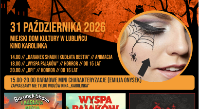 Plakat reklamujący Wieczór Strasznych Filmów w Kinie ,,Karolinka”