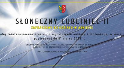 plakat - Słoneczny Lubliniec II Zapraszenie do udziału w ankiecie
