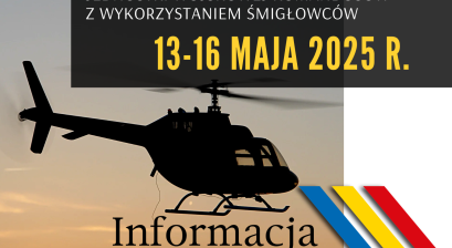 Grafika ze śmigłowcem oraz datą szkoleń JWK