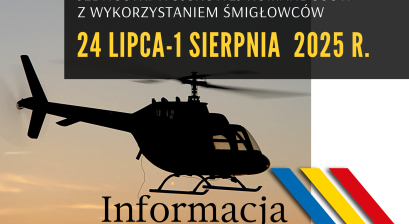Grafika ze śmigłowcem oraz datą szkoleń JWK