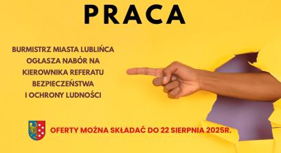 plakat infotmacyjny o zaborze na stanowisko w Urzędzie Miasta 