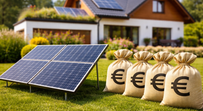 Dom z panelami fotowoltaicznymi 