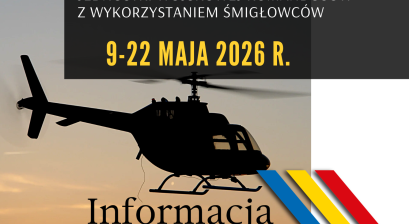 Grafika ze śmigłowcem oraz datą szkoleń JWK