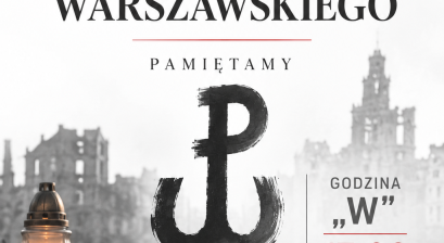 Symbol Polski Walczącej na tle zniczy i flagi biało-czerwonej 
