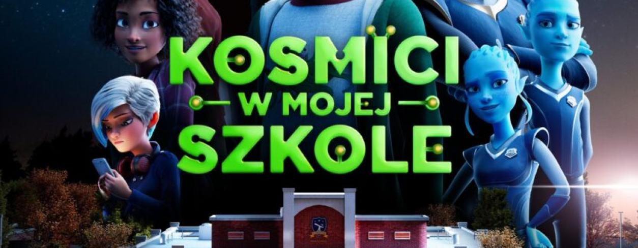 plakat filmu „KOSMICI W MOJEJ SZKOLE” (2D DUBBING) z grafiką postaci głównego bohatera filmu