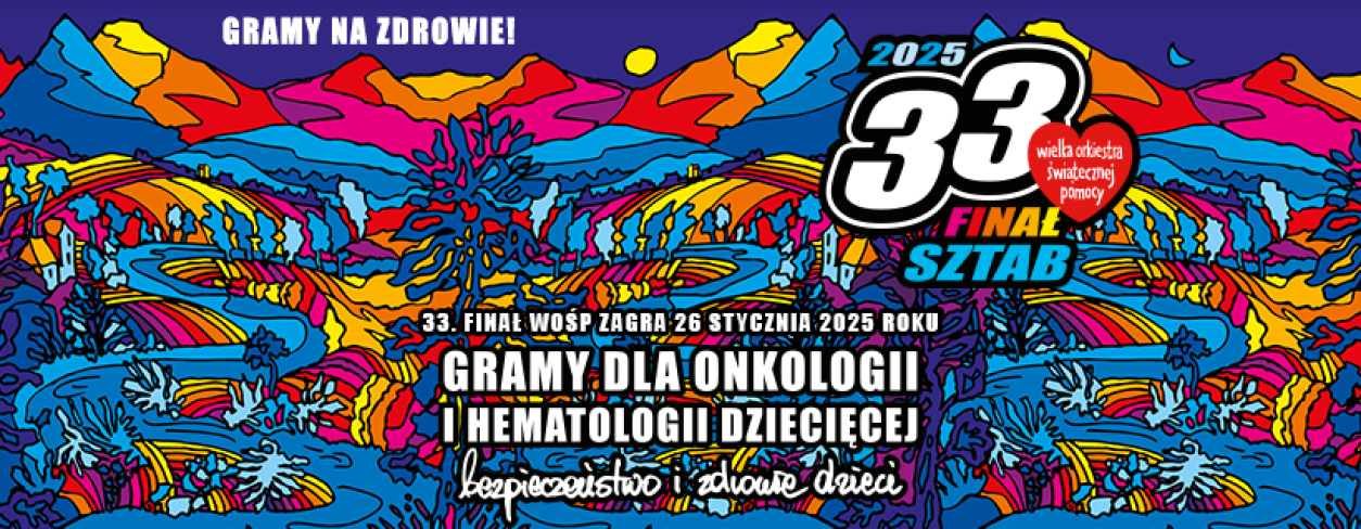 Grafika informująca o 33. Finale Wielkiej Orkiestry Świątecznej Pomocy 