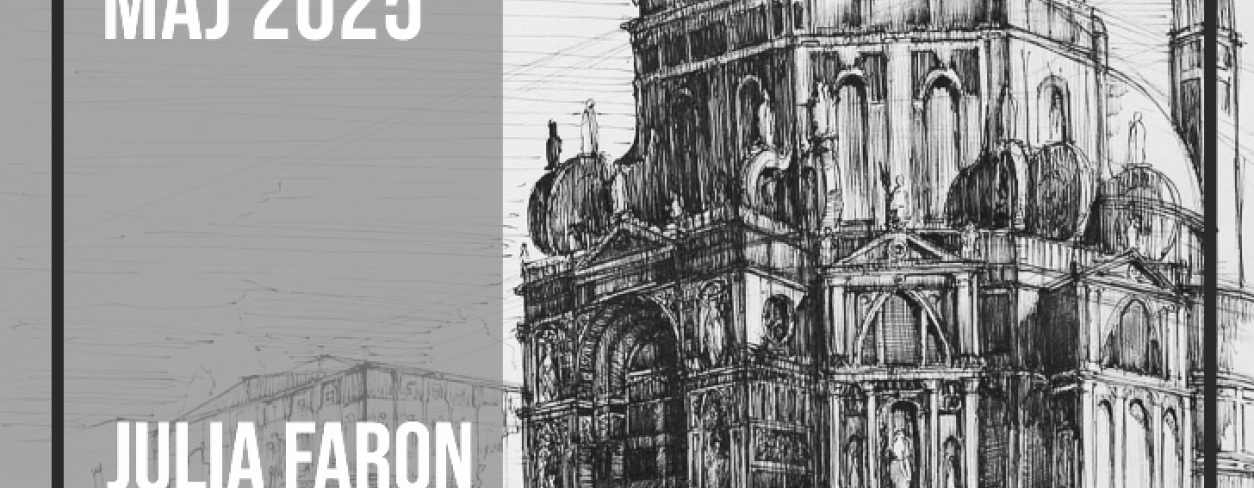Plakat wystawy Julii Faron ,,Czarno na białym – pośród architektury” // wystawa 