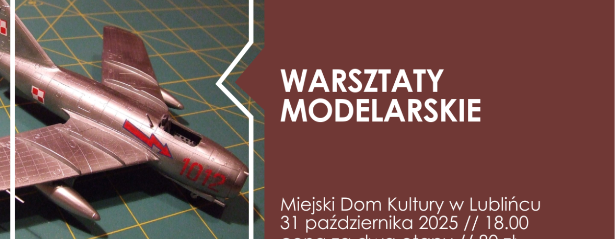 Grafika zapowiadająca warsztaty modelarskie 