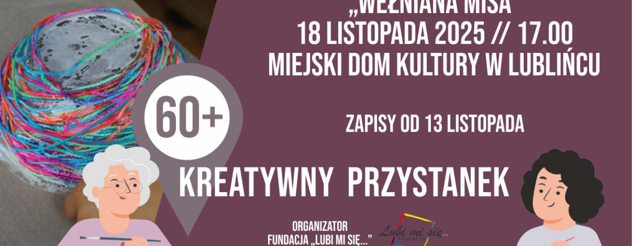 Grafika zapowiadająca warsztaty Kreatywny Przystanek 60+