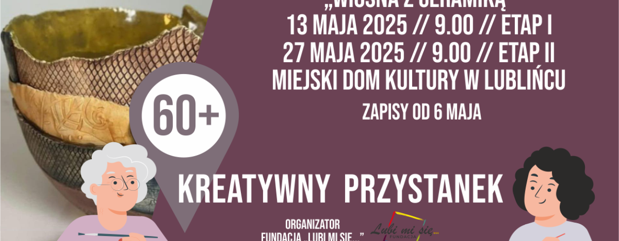 Grafika zapowiadająca warsztaty Kreatywny Przystanek 60+