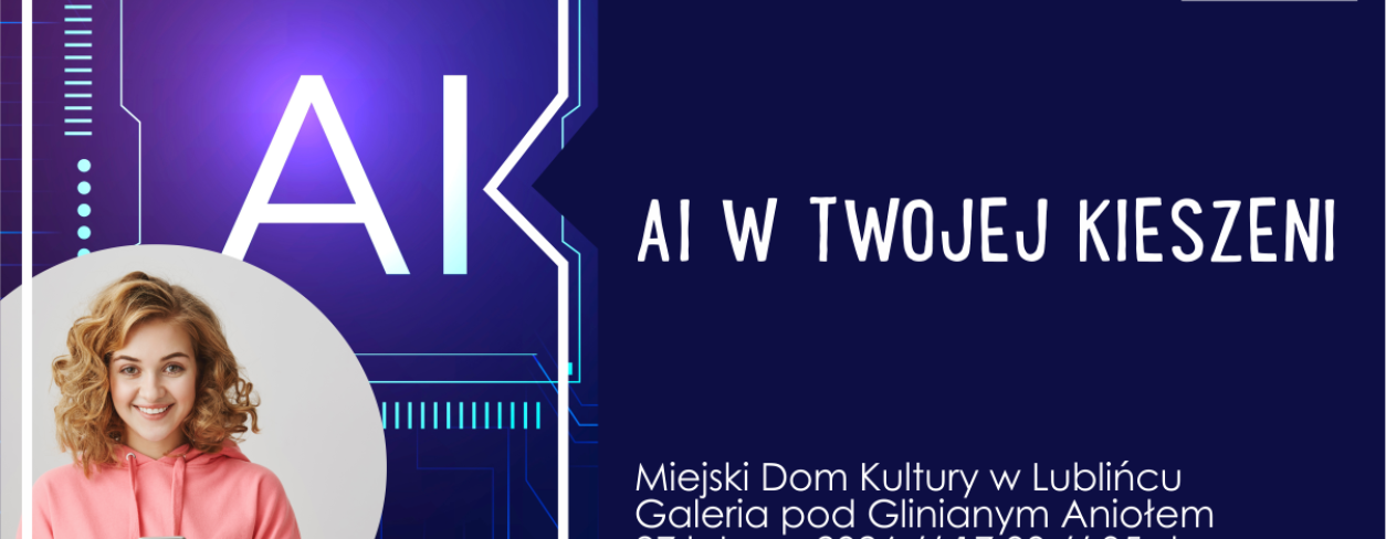 Grafika zapowiadająca warsztaty ,,AI w twojej kieszeni''