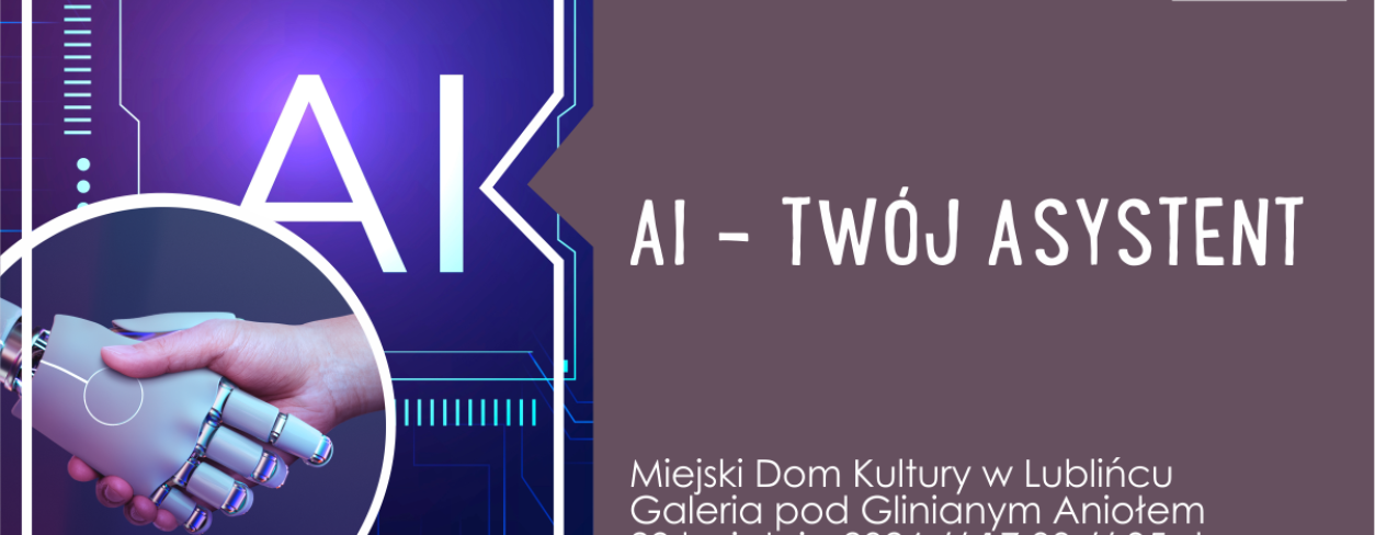 Grafika zapowiadająca warsztaty ,,AI – twój asystent” 