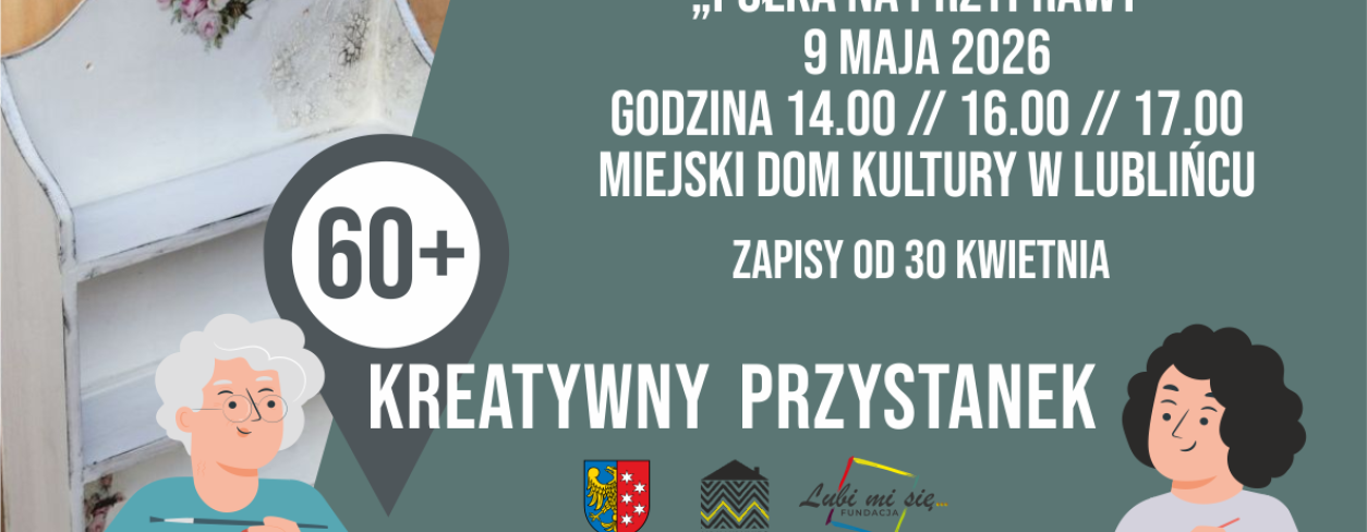 Grafika zapowiadająca warsztaty Kreatywny Przystanek 60+