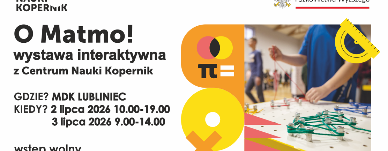 Grafika reklamująca wystawę ,,O Matmo!'' 