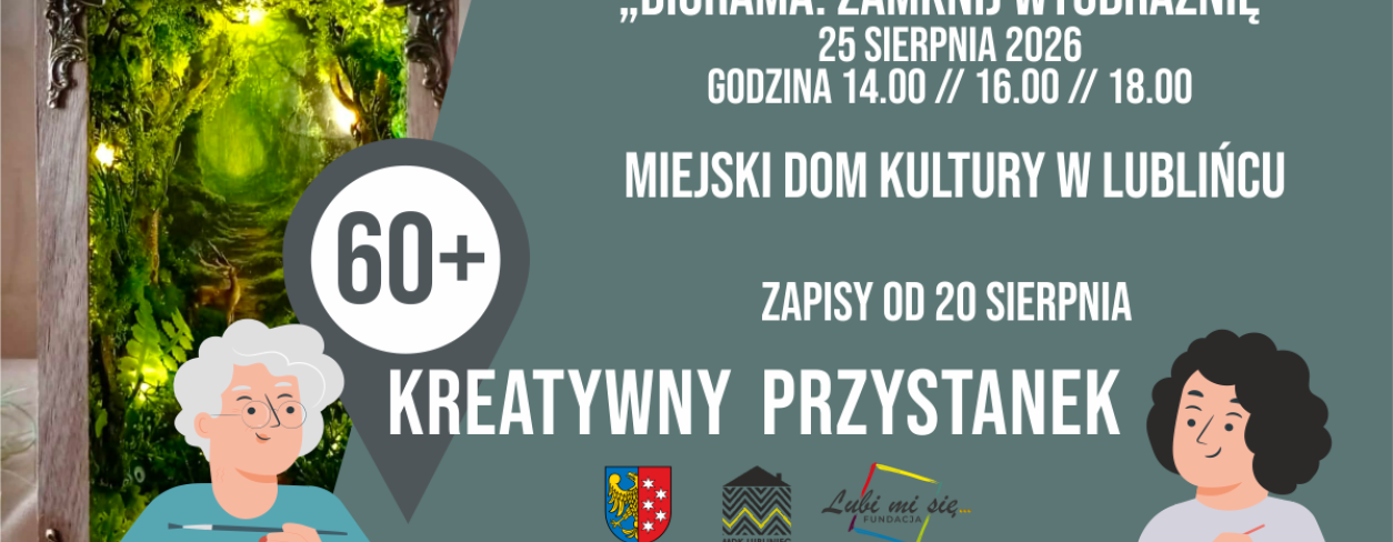 Grafika zapowiadająca warsztaty Kreatywny Przystanek 60+