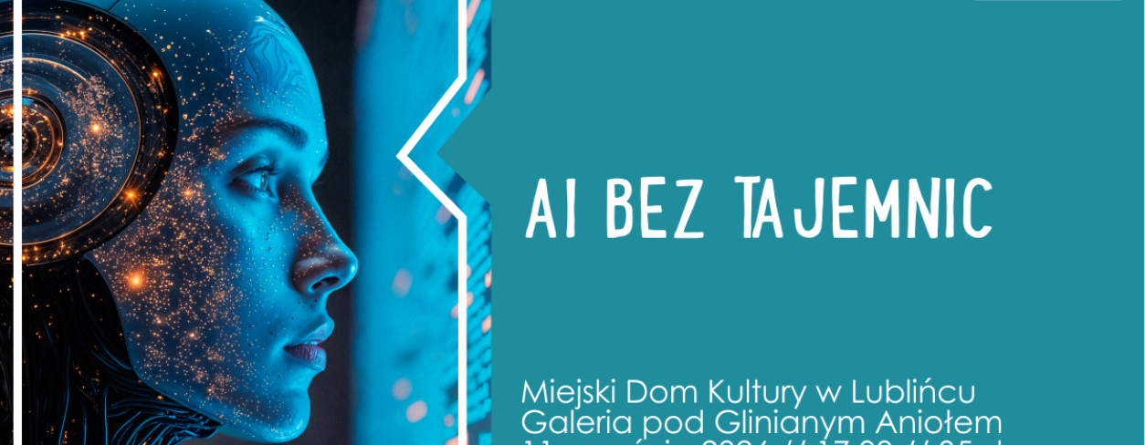 Grafika zapowiadająca warsztaty ,,AI bez tajemnic'' 