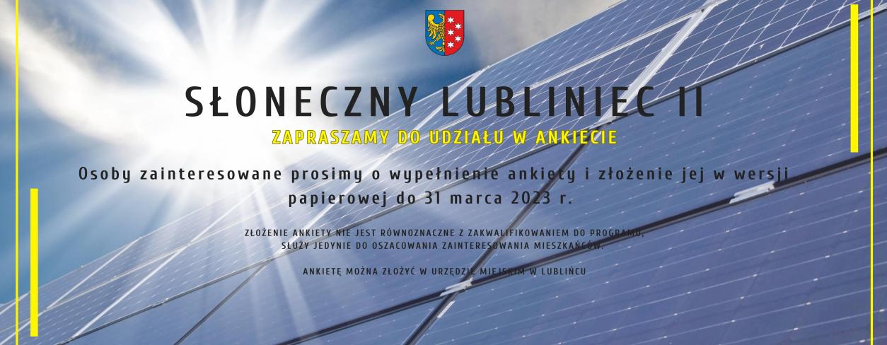 plakat - Słoneczny Lubliniec II Zapraszenie do udziału w ankiecie