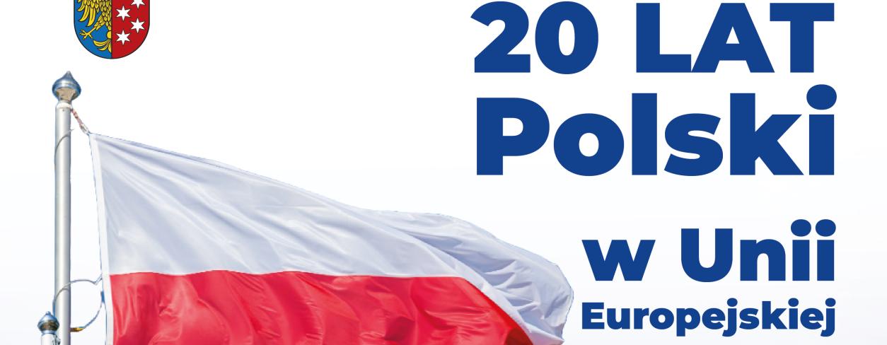 zdjęcie panowamy Lublińca, z flagąą polski i unii europejskiej