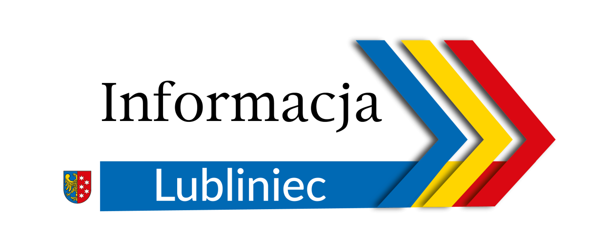 Grafika z tekstem Informacja - Lubliniec oraz herbem