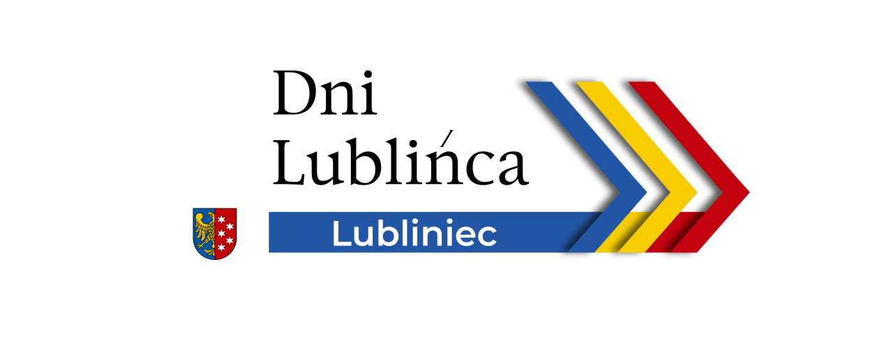 słowo "dni lublińca" z trzema strzałkami w kolorach herbu Miasta Lublińca