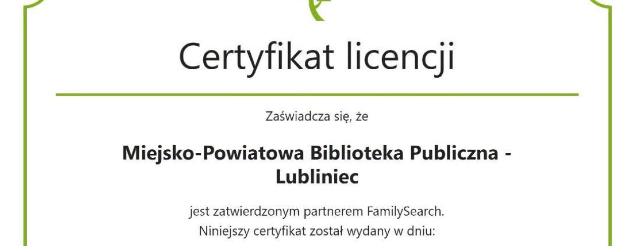 Certyfikat licencji 