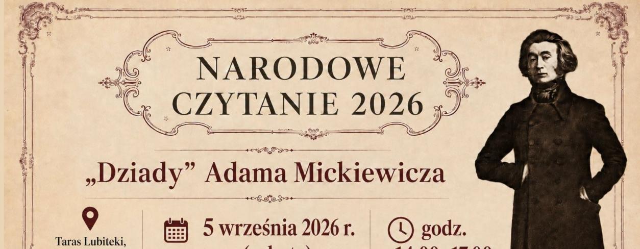 Postać Adama Mickiewicza oraz informacje o akcji 