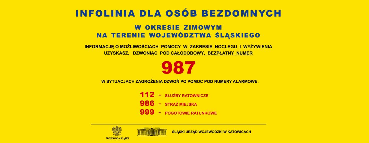 baner z informacją o numerze infolini dla osób bezdomnych