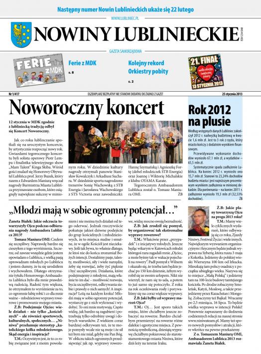okładka Nowiny Lublinieckie 1/417