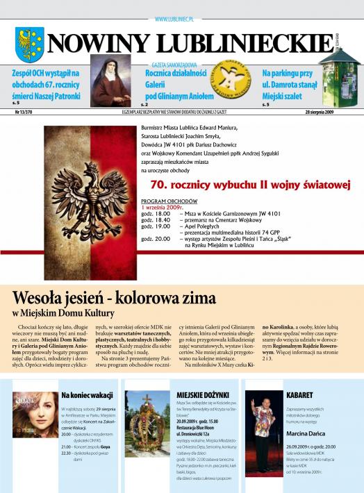 okładka Nowiny Lublinieckie 13/370